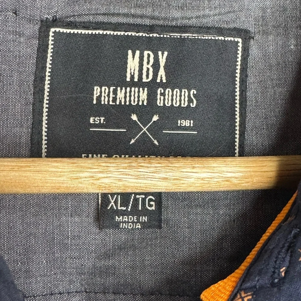 MBX Premium Goods XL/TG Blue/Peach long Sleeve Button Up Shirt - Picture 3 of 6